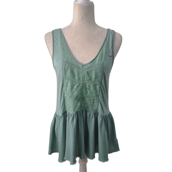 Kimchi Blue Women's Sleeveless Lace Mint Green Peplum Blouse Boho Top Sz Large - Picture 6 of 8